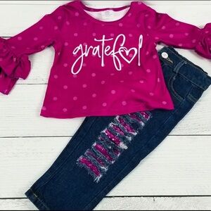 Youth Outfit: Grateful Top with Sparkle Jeans